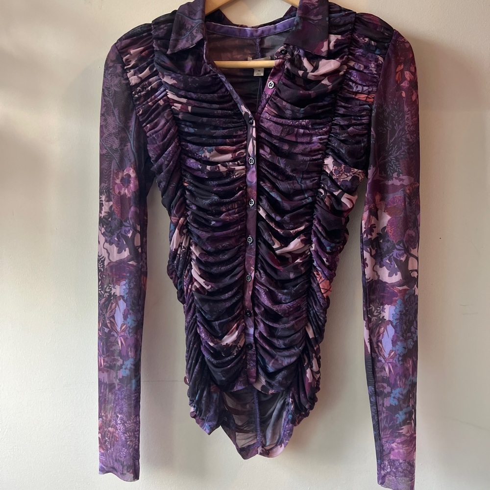 Pilcro Collared Mesh Buttondown Shirt XS NWT